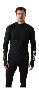 Long Sleeve Shirt Björn Borg Men Borg Midlayer Half Zip Black Beauty