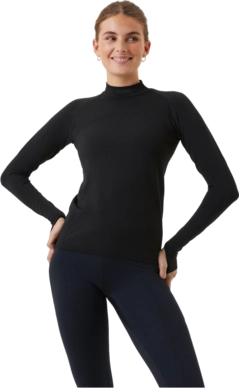 Long Sleeve T-Shirt Björn Borg Women Borg Running Seamless Mock Neck Black Beauty