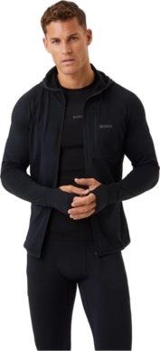Zip Sweatshirt Björn Borg Men Borg Running Mid Layer Hood Black Beauty