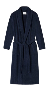 Badjas Schiesser Basic Men Frottier Schalkragen Dark Blue