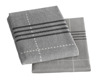 Combi Set DDDDD Morvan Grey 2 Kitchen Towels & 2 Tea Towels