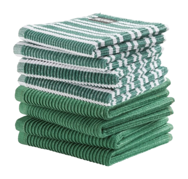 Combiset DDDDD Basic & Stripe Green 4 Vaatdoeken Basic + 4 Vaatdoeken Stripe