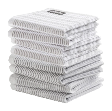 Combiset DDDDD Basic & Stripe Light Grey 4 Vaatdoeken Basic + 4 Vaatdoeken Stripe
