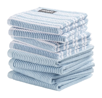 Combiset DDDDD Basic & Stripe Pastel Blue 4 Vaatdoeken Basic + 4 Vaatdoeken Stripe