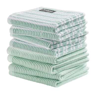 Combiset DDDDD Basic & Stripe Pastel Green 4 Vaatdoeken Basic + 4 Vaatdoeken Stripe