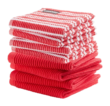 Combiset DDDDD Basic & Stripe Red 4 Vaatdoeken Basic + 4 Vaatdoeken Stripe