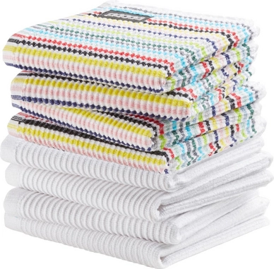 Combiset DDDDD Basic & Festival White Multi 4 Vaatdoeken Basic + 4 Vaatdoeken Festival