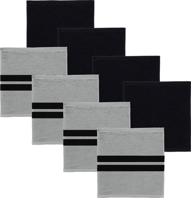Combiset DDDDD Basic & Baxter Grey 4 Vaatdoeken Basic + 4 Vaatdoeken Baxter