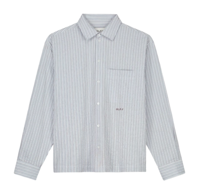 Shirt Olaf Hussein Men Seersucker Boxy Blue