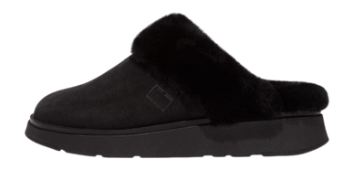FitFlop Women Gen-Ff Shearling-Collar Suede Slippers All Black
