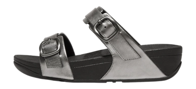 FitFlop Women Lulu Adjustable Slide Leather Classic Pewter Mix