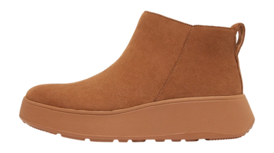 FitFlop Women F-Mode Suede Flatform Zip Ankle Boots Light Tan