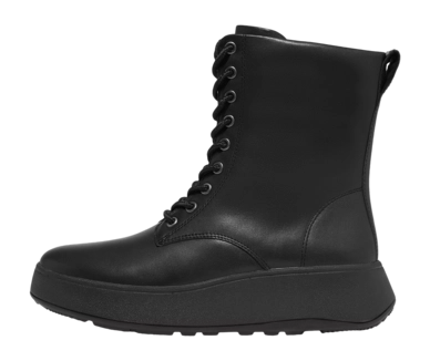 FitFlop Women F-Mode Leather Lace-Up Flatform Ankle Boots All Black