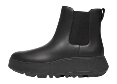 FitFlop Women F-Mode Waterproof Leather Flatform Chelsea Boots All Black