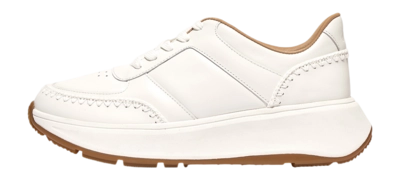 FitFlop Women F-Mode Crochet-Stitch Leather Flatform Sneakers Urban White