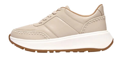 FitFlop Women F-Mode Crochet-Stitch Leather Flatform Sneakers Stone Beige