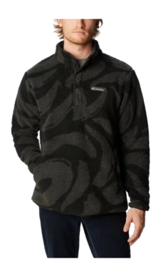 Jumper Columbia Men Rugged Ridge II Sherpa 1/2 Snap Black Snowdrifts Print