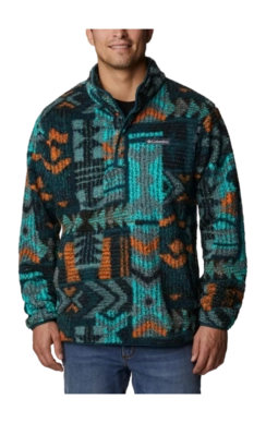 Trui Columbia Men Rugged Ridge II Sherpa 1/2 Snap Night Wave Pathway Print