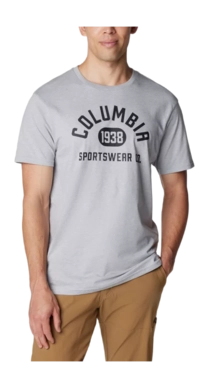 T-Shirt Columbia Hommes CSC Basic Logo Manches Courtes Columbia Gris Chiné College Life Graphique