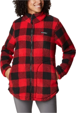 Zip Sweatshirt Columbia Women West Bend Full Zip Red Lily Check Print