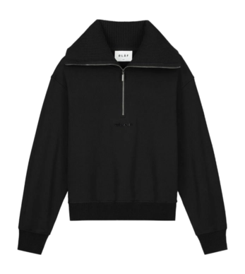 Sweater Olaf Hussein Women Rib Zip Mock Black