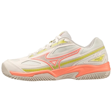 Chaussures de Tennis Mizuno Femme Break Shot 4 CC Snow White Neon Flame Ghost Grey