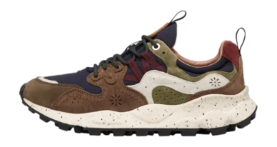 Sneaker Flower Mountain Yamano 3 Mid Suede Nylon Herren Brown Navy
