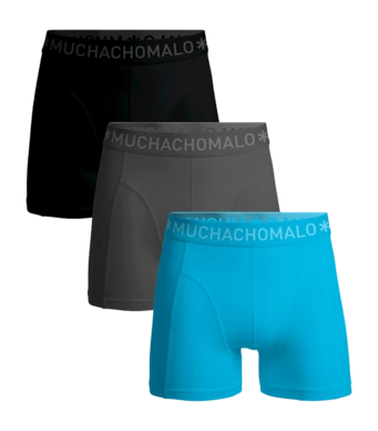 Boxer Shorts Muchachomalo Men's Shorts Solid Black Grey Blue (3-Pack)