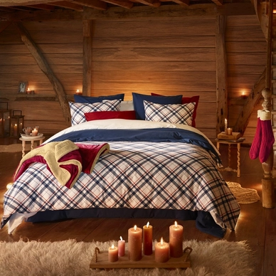 Dekbedovertrek De Witte Lietaer Tango Tartan Blue Indigo Flanel