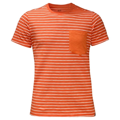 T-Shirt Jack Wolfskin Travel Striped T Homme Mango Orange Stripes