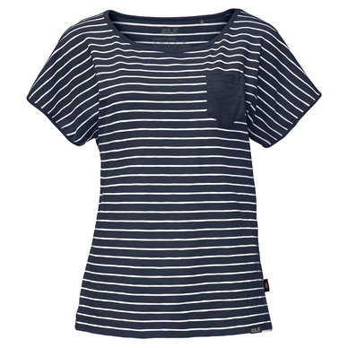 T-Shirt Jack Wolfskin Travel Striped T Mitternachtsblau Gestreift Damen