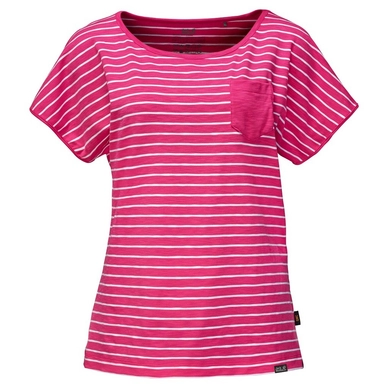T-Shirt Jack Wolfskin Travel Striped T Femme Tropic Pink Stripes
