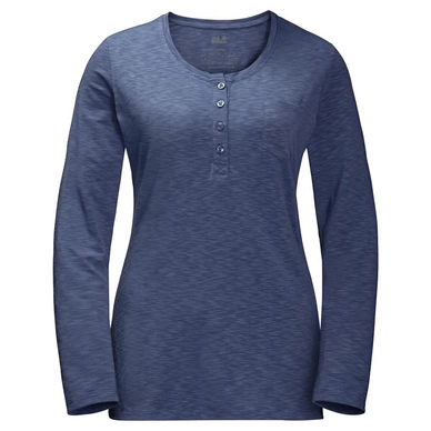 Long Sleeve T-Shirt Jack Wolfskin Women Winter Travel Henley Blue Indigo