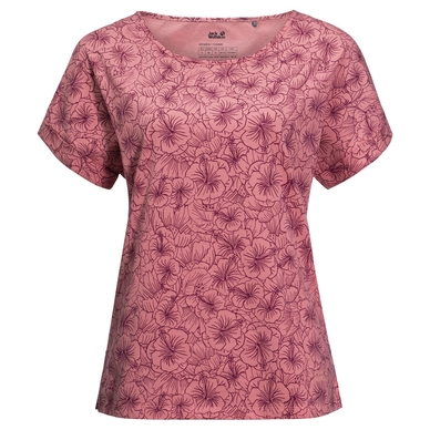 T-Shirt Jack Wolfskin Women Hibiscus Flower Rose Quartz All Over