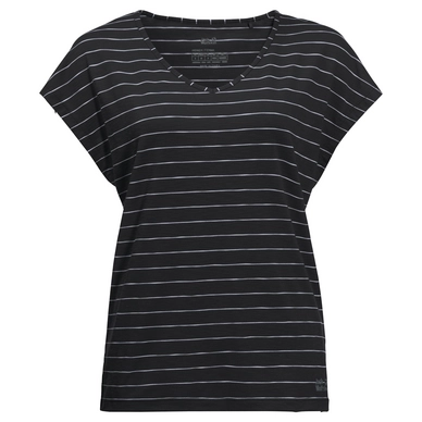 T-Shirt Jack Wolfskin Women Travel Striped Black Stripes