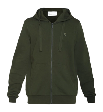 Zip Jacket KnowledgeCotton Apparel Men Ask Regular Zip Hood Kangaroo Badge Forrest Night