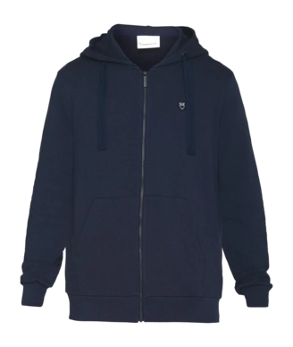 Zip Jacket KnowledgeCotton Apparel Men Ask Regular Zip Hood Kangaroo Badge Total Eclipse