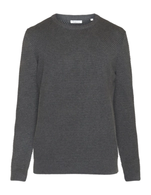 Pull KnowledgeCotton Apparel Men Vagn Regular Bubble Knit Crew Neck Dark Grey Melange