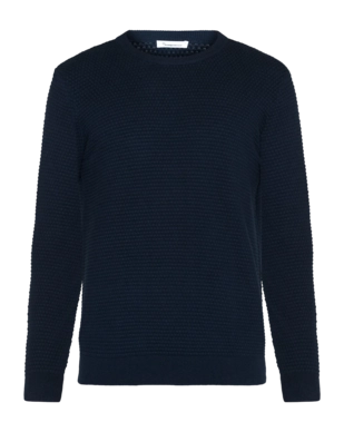 Pullover KnowledgeCotton Apparel Vagn Regular Bubble Knit Crew Neck Herren Total Eclipse