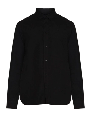 Shirt KnowledgeCotton Apparel Men Harald Small Owl Oxford Black Jet