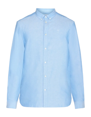 Shirt KnowledgeCotton Apparel Men Harald Small Owl Oxford Lapis Blue