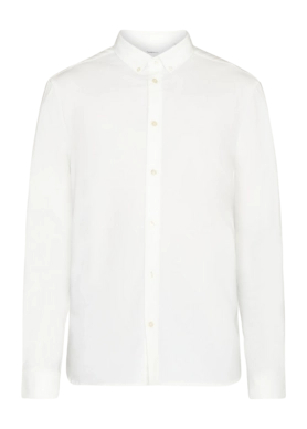 Shirt KnowledgeCotton Apparel Men Harald Small Owl Oxford Bright White