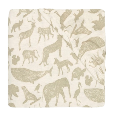 Drap-Housse Jollein Jersey Animals Olive Green