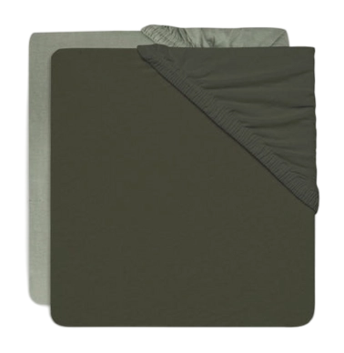Spannbettlaken Jollein Jersey Ash Green/Leaf Green (2er-Pack)