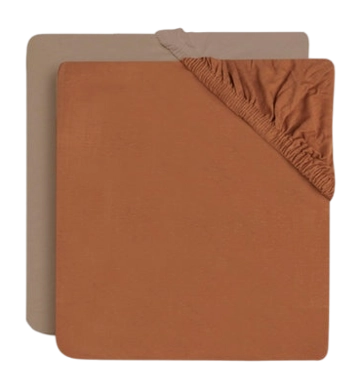 Spannbettlaken Jollein Jersey Caramel/Biscuit (2er-Pack)