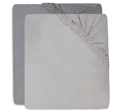 Spannbettlaken Jollein Jersey Soft Grey/Storm Grey (2er-Pack)