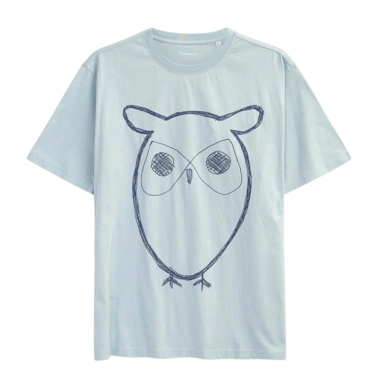 T-Shirt KnowledgeCotton Apparel Men Regular Big Owl Front Print Gray Mist
