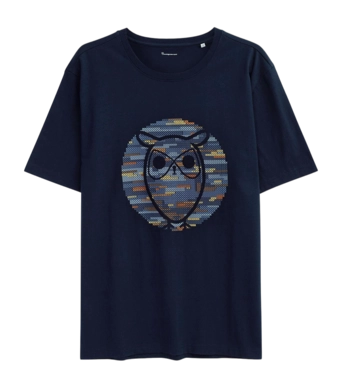T-Shirt KnowledgeCotton Apparel Heavy Single Owl Cross Stitch Print Herren Night Sky
