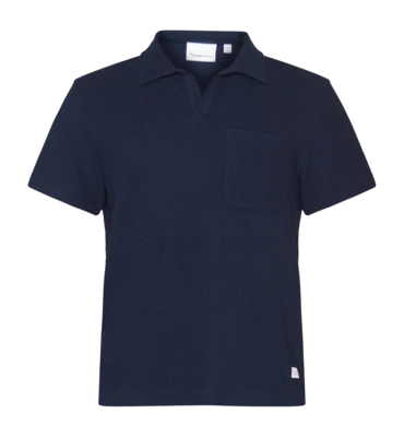 Polo KnowledgeCotton Apparel Men Loose Cotton Bouclé Jersey Night Sky
