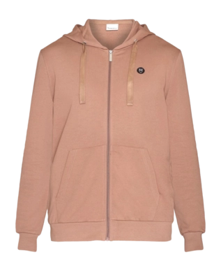 Cardigan KnowledgeCotton Apparel Men Ask Regular Zip Hood Kangaroo Badge Sweat Chocolate Malt '24